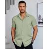 imageCOOFANDY Mens Dress Shirts Short Sleeve Regular Fit Lightweight Untucked Button Down ShirtLight Green