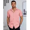 imageCOOFANDY Mens Dress Shirts Short Sleeve Regular Fit Lightweight Untucked Button Down ShirtLight Pink