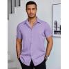 imageCOOFANDY Mens Dress Shirts Short Sleeve Regular Fit Lightweight Untucked Button Down ShirtLight Purple