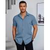 imageCOOFANDY Mens Dress Shirts Short Sleeve Regular Fit Lightweight Untucked Button Down ShirtSlate Blue
