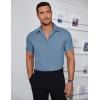 imageCOOFANDY Mens Dress Shirts Short Sleeve Regular Fit Lightweight Untucked Button Down ShirtSlate Blue