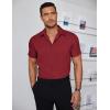 imageCOOFANDY Mens Dress Shirts Short Sleeve Regular Fit Lightweight Untucked Button Down ShirtWine Red