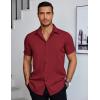imageCOOFANDY Mens Dress Shirts Short Sleeve Regular Fit Lightweight Untucked Button Down ShirtWine Red
