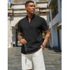 imageCOOFANDY Mens Henley Shirt Short Sleeve Casual Summer Beach Hippie TShirts Lightweight Vacation TopsBlack