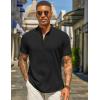 imageCOOFANDY Mens Henley Shirt Short Sleeve Casual Summer Beach Hippie TShirts Lightweight Vacation TopsBlack