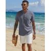 imageCOOFANDY Mens Henley Shirt Short Sleeve Casual Summer Beach Hippie TShirts Lightweight Vacation TopsDark Heather Blue