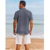 imageCOOFANDY Mens Henley Shirt Short Sleeve Casual Summer Beach Hippie TShirts Lightweight Vacation TopsDark Heather Blue