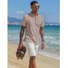 imageCOOFANDY Mens Henley Shirt Short Sleeve Casual Summer Beach Hippie TShirts Lightweight Vacation TopsKhaki