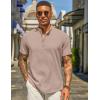 imageCOOFANDY Mens Henley Shirt Short Sleeve Casual Summer Beach Hippie TShirts Lightweight Vacation TopsKhaki