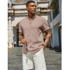 imageCOOFANDY Mens Henley Shirt Short Sleeve Casual Summer Beach Hippie TShirts Lightweight Vacation TopsKhaki