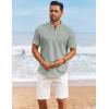 imageCOOFANDY Mens Henley Shirt Short Sleeve Casual Summer Beach Hippie TShirts Lightweight Vacation TopsLight Green