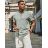 imageCOOFANDY Mens Henley Shirt Short Sleeve Casual Summer Beach Hippie TShirts Lightweight Vacation TopsLight Green