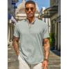imageCOOFANDY Mens Henley Shirt Short Sleeve Casual Summer Beach Hippie TShirts Lightweight Vacation TopsLight Green