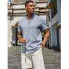 imageCOOFANDY Mens Henley Shirt Short Sleeve Casual Summer Beach Hippie TShirts Lightweight Vacation TopsLight Heather Blue