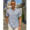 imageCOOFANDY Mens Henley Shirt Short Sleeve Casual Summer Beach Hippie TShirts Lightweight Vacation TopsLight Heather Blue
