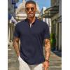 imageCOOFANDY Mens Henley Shirt Short Sleeve Casual Summer Beach Hippie TShirts Lightweight Vacation TopsNavy Blue