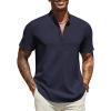 imageCOOFANDY Mens Henley Shirt Short Sleeve Casual Summer Beach Hippie TShirts Lightweight Vacation TopsNavy Blue