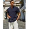 imageCOOFANDY Mens Henley Shirt Short Sleeve Casual Summer Beach Hippie TShirts Lightweight Vacation TopsNavy Blue