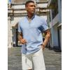 imageCOOFANDY Mens Henley Shirt Short Sleeve Casual Summer Beach Hippie TShirts Lightweight Vacation TopsSolid Light Blue