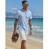 imageCOOFANDY Mens Henley Shirt Short Sleeve Casual Summer Beach Hippie TShirts Lightweight Vacation TopsSolid Light Blue