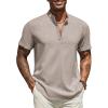 imageCOOFANDY Mens Henley Shirt Short Sleeve Casual Summer Beach Hippie TShirts Lightweight Vacation TopsStone