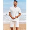 imageCOOFANDY Mens Henley Shirt Short Sleeve Casual Summer Beach Hippie TShirts Lightweight Vacation TopsWhite