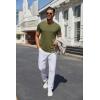 imageCOOFANDY Mens Henley Shirts Short Sleeve Casual Summer Basic Tee Solid Button TShirtsArmy Green