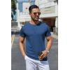 imageCOOFANDY Mens Henley Shirts Short Sleeve Casual Summer Basic Tee Solid Button TShirtsBlue