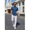 imageCOOFANDY Mens Henley Shirts Short Sleeve Casual Summer Basic Tee Solid Button TShirtsBlue