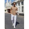 imageCOOFANDY Mens Henley Shirts Short Sleeve Casual Summer Basic Tee Solid Button TShirtsKhaki