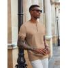 imageCOOFANDY Mens Henley Shirts Short Sleeve Casual Summer Basic Tee Solid Button TShirtsKhaki