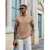 imageCOOFANDY Mens Henley Shirts Short Sleeve Casual Summer Basic Tee Solid Button TShirtsKhaki