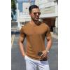 imageCOOFANDY Mens Henley Shirts Short Sleeve Casual Summer Basic Tee Solid Button TShirtsLight Brown