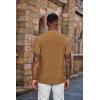 imageCOOFANDY Mens Henley Shirts Short Sleeve Casual Summer Basic Tee Solid Button TShirtsLight Brown