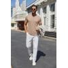 imageCOOFANDY Mens Henley Shirts Short Sleeve Casual Summer Basic Tee Solid Button TShirtsLight Khaki