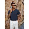 imageCOOFANDY Mens Henley Shirts Short Sleeve Casual Summer Basic Tee Solid Button TShirtsNavy Blue