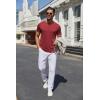 imageCOOFANDY Mens Henley Shirts Short Sleeve Casual Summer Basic Tee Solid Button TShirtsWine Red