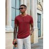 imageCOOFANDY Mens Henley Shirts Short Sleeve Casual Summer Basic Tee Solid Button TShirtsWine Red