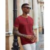 imageCOOFANDY Mens Henley Shirts Short Sleeve Casual Summer Basic Tee Solid Button TShirtsWine Red