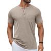 imageCOOFANDY Mens Casual Henley Shirts Short Sleeve Pocket TShirts Lightweight Button Henley Pullover Basic TeesDark Khaki