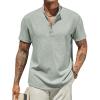 imageCOOFANDY Mens Henley Shirt Short Sleeve Casual Summer Beach Hippie TShirts Lightweight Vacation TopsLight Green