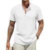 imageCOOFANDY Mens Henley Shirt Short Sleeve Casual Summer Beach Hippie TShirts Lightweight Vacation TopsWhite