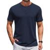 imageCOOFANDY Mens Henley Shirts Short Sleeve Casual Summer Basic Tee Solid Button TShirtsNavy Blue