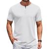 imageCOOFANDY Mens Henley Shirts Short Sleeve Casual Summer Basic Tee Solid Button TShirtsWhite