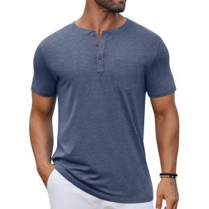 imageCOOFANDY Mens Casual Henley Shirts Short Sleeve Pocket TShirts Lightweight Button Henley Pullover Basic TeesNavy Blue