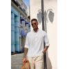 imageCOOFANDY Mens Casual Henley Shirts Long Sleeve Band Collar Lightweight Beach Shirts Summer TShirtsAll White