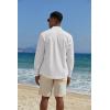 imageCOOFANDY Mens Casual Henley Shirts Long Sleeve Band Collar Lightweight Beach Shirts Summer TShirtsAll White
