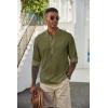 imageCOOFANDY Mens Casual Henley Shirts Long Sleeve Band Collar Lightweight Beach Shirts Summer TShirtsArmy Green