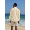 imageCOOFANDY Mens Casual Henley Shirts Long Sleeve Band Collar Lightweight Beach Shirts Summer TShirtsBeige