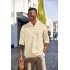 imageCOOFANDY Mens Casual Henley Shirts Long Sleeve Band Collar Lightweight Beach Shirts Summer TShirtsBeige